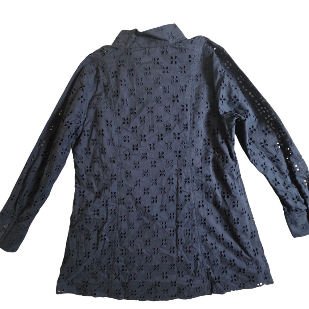 Soft Surroundings Eyelet Lace Tunic Top Navy Blue Waves End NWT Medium M 10-12 - Picture 7 of 13